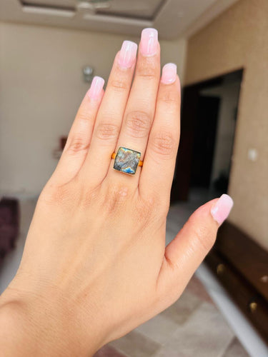 Greenish Raw Stone Ring